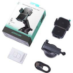 حامل وشاحن سيارة لاسلكي سريع بقفل تلقائي من جويروم Joyroom Smart Drive 15W Dual-Coil Fast Wireless Car Charger