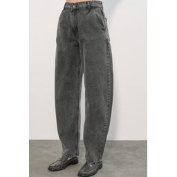 6689 بنطلون جينز نسائي بخصر عالٍ وقصة باجي - أنثراسيت 6689 Women's High-Waist Baggy Jeans - Anthracite