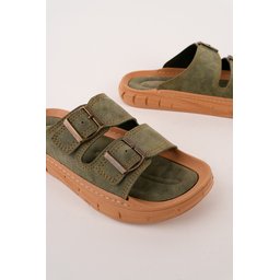 شبشب رجالي MUGGO AUGUSTA يومي بحزامين قابلين للتعديل - كاكي Muggo AUGUSTA Men's Adjustable Double Buckle Casual Slippers - Khaki
