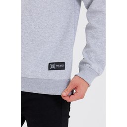 سويت شيرت رجالي بياقة دائرية وتفاصيل ملصق داخلي مبطن بالقطن - رمادي Men's Crew Neck Sweatshirt with Label Detail, Cotton Lined - Grey