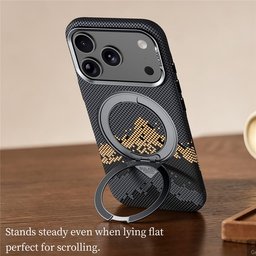 كفر آيفون 18 برو ماكس كيفلار من سيلادا مع ماك سيف ومسند دوّار iPhone 18 Pro Max SULADA Kevlar MagSafe 360° Rotating Case