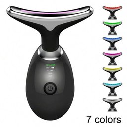 جهاز الهايفو لتدليك الرقبة والوجه بالضوء LED مع تقنية EMS والحرارة LED Light Therapy Neck & Face Massager – EMS, Heat & Vibration