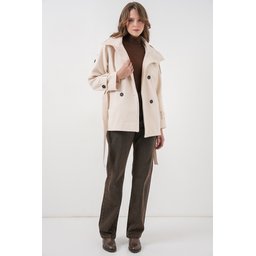 معطف نسائي كاشيه بحزام 9162 - لون إكرو Women's Belted Cachet Coat 9162 - Ecru