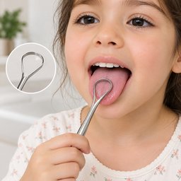 قاشطة لسان *Stainless Steel Tongue Scraper Set - 3 Pcs Family Pack with Storage Case*