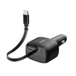 بوست جارج شاحن سيارة بقدرة ٧٥ واط مع كابل يو إس بي-سي قابل للسحب BoostCharge Retractable Car Charger 75W