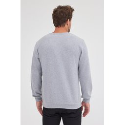 سويتشيرت رجالي رمادي بياقة دائرية وقصة عادية من القطن Men's Grey Standard Fit Cotton Basic Crew Neck Sweatshirt
