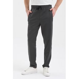 بنطال رياضي رجالي جوغر أنثراسيت بجيوب بسحاب وخصر مطاطي وقصة مستقيمة Men's Anthracite Jogger Sweatpants with Zipper Pockets, Elastic Waist, and Straight Leg