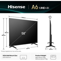تلفزيون هايسنس سمارت 58 إنش 58A61Q 58-Inch 4K UHD Smart TV