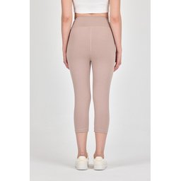 ليقنز كابري نسائي بيج بخصر عالٍ وشد للجسم Women's Beige High-Waist Shaping Capri Leggings