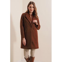 معطف 9085 Kaşe Kaban - بني داكن 9085 Kaşe Kaban Coat - Dark Brown
