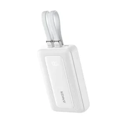 شاحن طوارئ Anker Zolo 10000 مللي أمبير 35 واط مع كابلين USB-C مدمجين Anker Zolo Power Bank (10K, 35W, Built-In Dual USB-C Cables) White