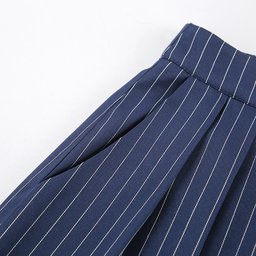 بنطال كحلي مقلم واسع الساق Wide leg pant