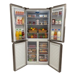ثلاجة 4 أبواب نظام تبريد مباشر - تصميم زجاج ذهبي شمباني Shownic 4 Doors Refrigerator – Gold