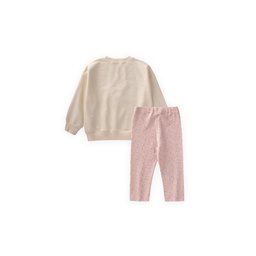 طقم سويت شيرت وبنطال ليجنز مطبوع للأطفال 1-7 سنوات - إيكرو Printed Sweatshirt & Leggings Set for Kids 1-7 Years - Ecru