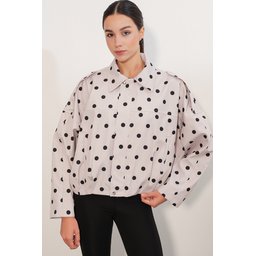 جاكيت نسائي A.Ekru Oversize من الشمواه - 1055 Women's A.Ekru Oversize Suede Jacket 1055