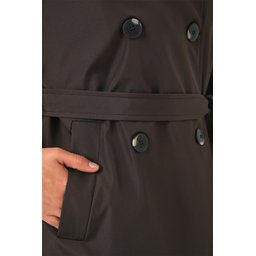 ترنشكوت نسائي قصير بياقة متقاطعة 5980 - بني Women's Crossover Collar Short Trench Coat 5980 - Brown