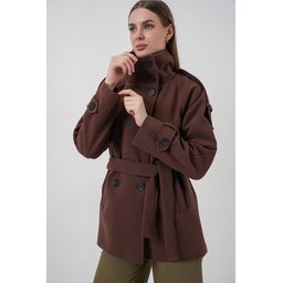 معطف نسائي كاشيه بحزام 9162 - بني Women's Belted Cachet Coat 9162 - Brown