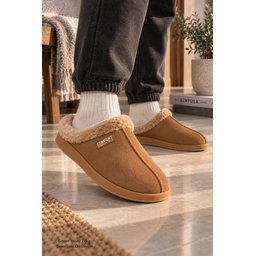 Muggo LAFONT شبشب رجالي شتوي مبطن بالفرو مريح - توباكو Muggo LAFONT Men's Winter Fur-Lined Comfortable Home Slippers - Tobacco