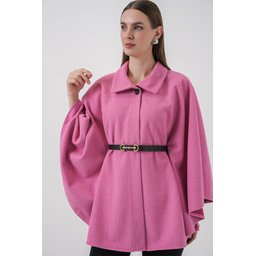 بونشو نسائي كاشيه بحزام 9170 - وردي Women's Belted Cachet Poncho 9170 - Pink