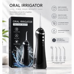 جهاز تنظيف الأسنان بالماء (مضخة الفم) المحمول – 3 أوضاع تنظيف مقاوم للماء Portable Oral Irrigator – 3 Cleaning Modes, Waterproof Water Flosser