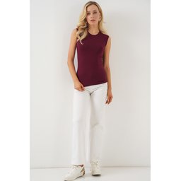 بودي نسائي بدون أكمام 4347 - لون خمري Women's Sleeveless Bodysuit 4347 - Burgundy