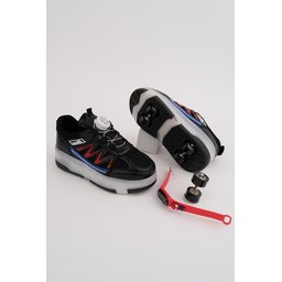 حذاء رياضي MUGGO SKATE للأطفال بعجلات مضيئة - أسود وأحمر Muggo SKATE Kids' Light-Up Roller Sneaker Shoes - Black - Red