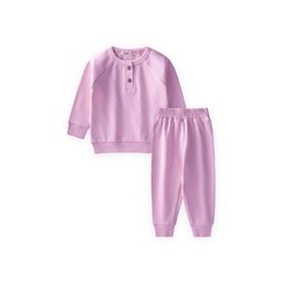 طقم أطفال أساسي بأكمام ريجلان، بنفسجي - 1-8 سنوات Kids' Basic Raglan Sleeve Set - Lilac - 1-8 Years