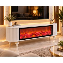 ميز شاشة تركي فاخر باللون الأبيض النقي Turkish Luxury Pure White TV Stand