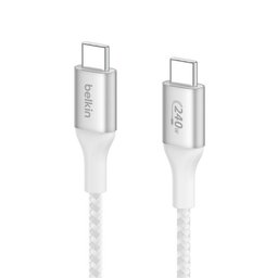 كيبل بوست جارج المضفّر من يو إس بي-سي إلى يو إس بي-سي بطول ٢ متر باللون الأبيض BoostCharge Braided USB-C to USB-C Cable 240W (2m, White)