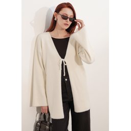 كارديجان نسائي تريكو أوفرسايز 15972 - كريم Women's Oversize Knit Cardigan 15972 - Cream