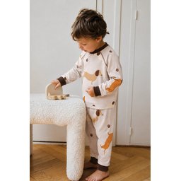 طقم بيجامة أطفال منقوشة بيج - 1-6 سنوات Patterned Kids' Pajama Set Beige - 1-6 Years