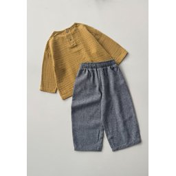 طقم سويت شيرت قطني للأطفال 2-8 سنوات - أصفر خردلي Kids' Muslin Sweatshirt Set 2-8 Years - Mustard Yellow