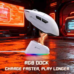 ماوس ألعاب أتاك شارك V6 فائق الخفة، ثلاثي الاتصال مع قاعدة شحن مغناطيسية RGB ATTACK SHARK V6 Ultra-Light Tri-Mode Gaming Mouse with RGB Magnetic Charging Dock