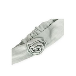 باندانا مطاطية من الموسلين بتصميم وردة - أخضر نعناعي Muslin Rose Pattern Elastic Bandana - Mint Green