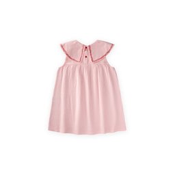 فستان موسلين مطرز للبنات 2-5 سنوات - وردي Muslin Embroidered Dress for Girls 2-5 Years - Pink