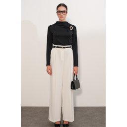 بلوزة نسائية بأكمام طويلة وتفاصيل مشبك 40046 - أسود Women's Long Sleeve Blouse with Buckle Detail 40046 - Black