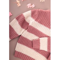 كنزة صوفية مخططة من سيلانيك للأطفال 2-8 سنوات - لون وردي مجفف Selanik Striped Knit Sweater for Kids 2-8 Years - Dried Rose