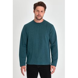 سويت شيرت رجالي بترولي بقبة دائرية وقصة مريحة Men's Petrol Crew Neck Standard Fit Sweatshirt