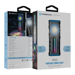 مصباح العمل المحمول باورولوجي فينوس – رمادي Powerology 1500 lm Work Light With 920mAh Battery - Grey