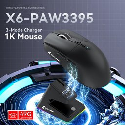 ماوس ألعاب أتاك شارك X6 فائق الخفة مع قاعدة شحن مغناطيسية وإضاءة RGB ATTACK SHARK X6 Tri-Mode Wireless Gaming Mouse with Magnetic Charging Dock