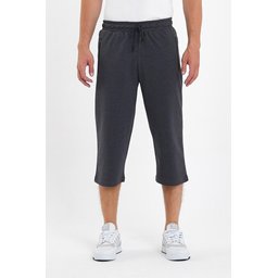 شورت برمودا رجالي أنثراسيت بجيوب وسحاب، طول الركبة، خصر مطاطي قابل للتعديل Men's Anthracite Bermuda Shorts with Zipper Pockets, Knee-Length, Adjustable Elastic Waist