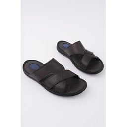 شبشب Muggo رجالي جلدي طبي مريح - بني Muggo Men's Genuine Leather Orthopedic Comfort Slippers - Brown