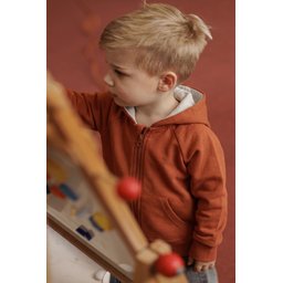جاكيت هودي بسحاب للأطفال 1-14 سنة - لون قرميدي Kids' Hooded Zipper Cardigan 1-14 Years - Terracotta