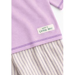 طقم بنطلون واسع من الموسلين للأطفال 2-10 سنوات - ليلكي Wide-Cut Muslin Pants Set for Kids 2-10 Years - Lilac