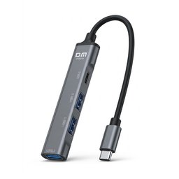 موزع منافذ HUB احترافي متعدد الوظائف للهاتف والكمبيوتر 4×1 بمنفذ تايب سي من ماركة DM موديل CN8081 DM CN8081 Ultra-Advanced 4-in-1 Type-C Hub - Multiport Adapter with High-Speed USB 3.0, Dual USB 2.0, and USB-C Ports