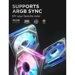 طقم مراوح آسيا هورس AMICI GT ARGB عدد 3 قياس 120 ملم بتحكم PWM وتصميم أمامي – أسود AsiaHorse AMICI GT ARGB 120mm PWM Fan 3-Pack – Forward Black