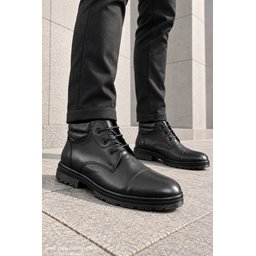 حذاء MUGGO ORVEN رجالي كلاسيك كاجوال برباط من الجلد الطبيعي - أسود MUGGO ORVEN Men's Genuine Leather Lace-Up Classic Casual Boots - Black