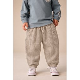 بنطلون شالوار موسلين للأطفال 1-6 سنوات - أخضر فاتح مخطط Muslin Harem Pants for Kids 1-6 Years - Soft Green Striped