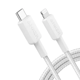 انكر - كيبل 322 Braided C to LTG بطول 1.8 متر - ابيض Anker 322 USB-C to LTG Braided Cable 6ft White