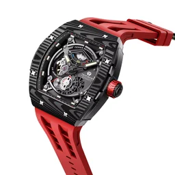 ساعة رجالية تسار بومبا أوتوماتيك ٤٤٫٦ ملم بحزام مطاطي أسود وقرص هيكلي Tsar Bomba Automatic Black FKM Rubber Strap Men's Watch TB8210CFⅡ-01